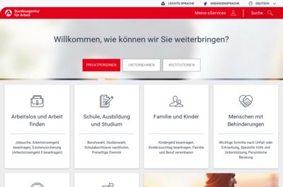 Screenshot of Arbeitsagentur