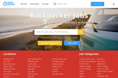 Screenshot of Backpacker Job Board