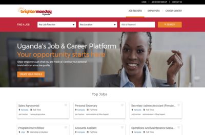 Screenshot of BrighterMonday Uganda