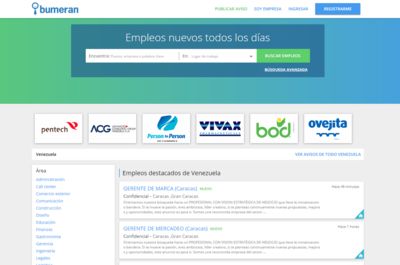 Screenshot of Bumeran.com.ve