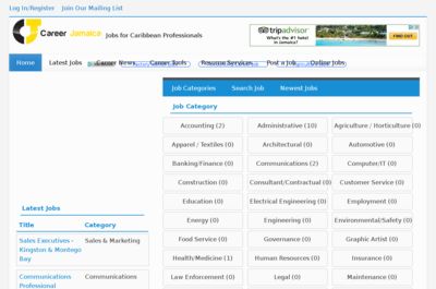 Screenshot of Career Jamaica