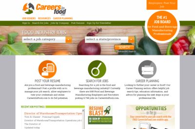 Screenshot of Careers in Food