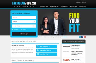 Screenshot of CaribbeanJobs.com