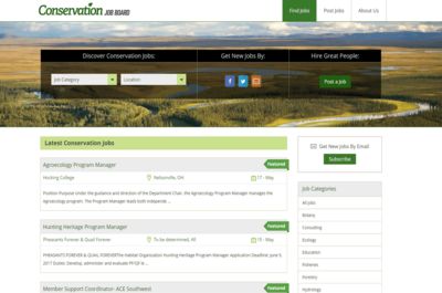 Screenshot of Conservation Job Board