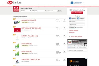 Screenshot of CVBankas
