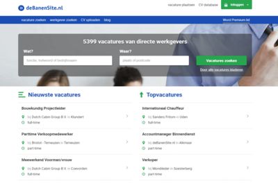 Screenshot of deBanenSite.nl