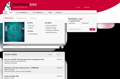 Screenshot of DocCheck Jobs