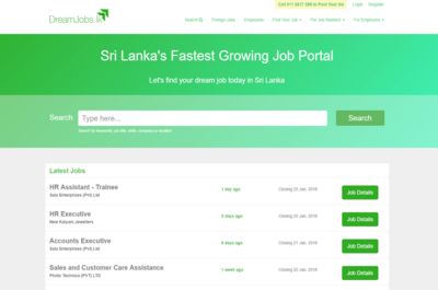 Screenshot of DreamJobs.lk