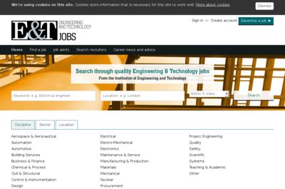 Screenshot of Engineering & Technology Jobs