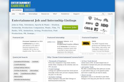 Screenshot of Entertainment Careers
