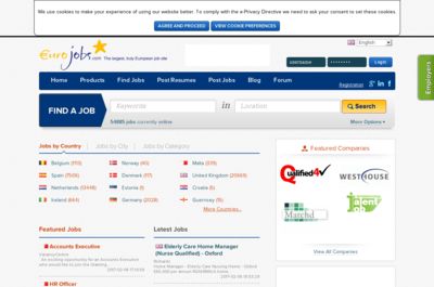 Screenshot of Eurojobs.com