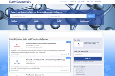 Screenshot of EuroScienceJobs