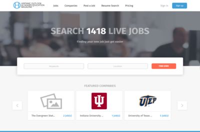 Screenshot of Hispanic Outlook jobs
