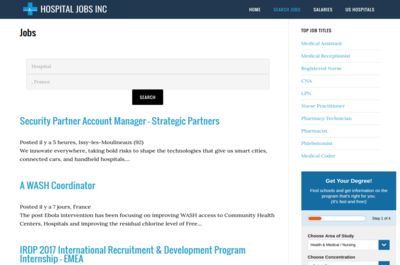 Screenshot of Hospital Jobs Inc.