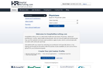 Screenshot of HospitalRecruiting.com