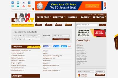 Screenshot of IamExpat Jobs
