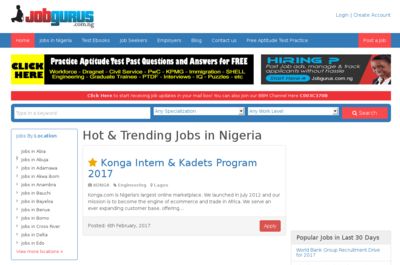 Screenshot of Jobgurus Nigeria