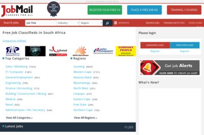 Screenshot of Jobmail.co.za
