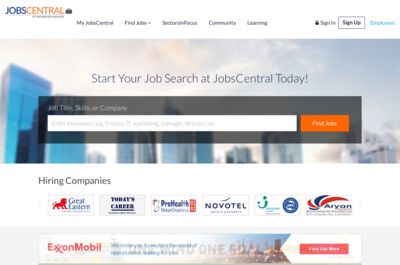 Screenshot of Jobscentral