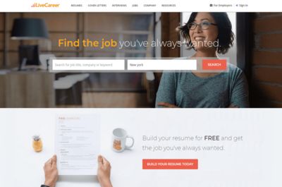 Screenshot of LiveCareer