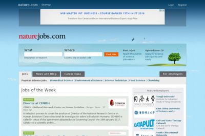 Screenshot of Nature Jobs