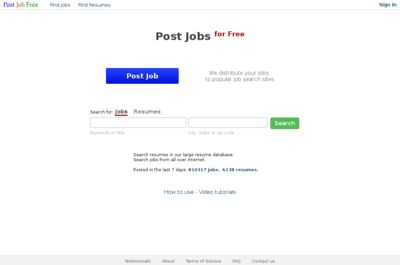 Screenshot of Post job for free