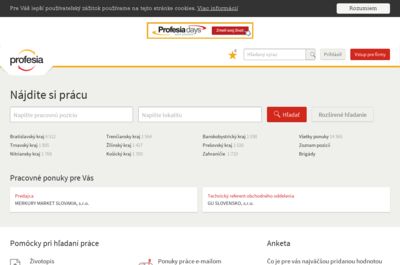 Screenshot of Profesia.sk
