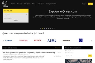 Screenshot of Qreer European Technical Job board