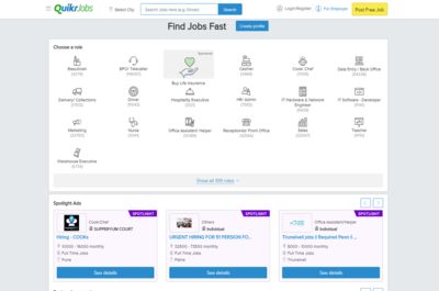 Screenshot of Quikr Jobs
