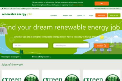 Screenshot of Renewable Energy Jobs