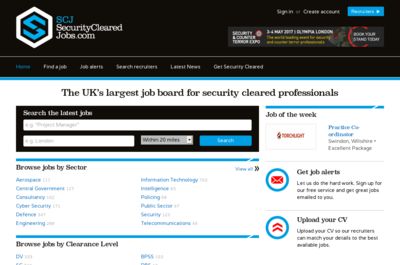 Screenshot of Security Cleared Jobs