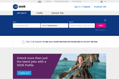 Screenshot of Seek.co.nz
