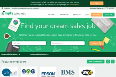Screenshot of Simply Sales Jobs