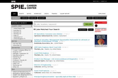 Screenshot of SPIE Career Center