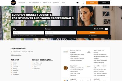 Screenshot of StudentJob.ie