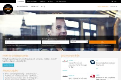 Screenshot of Studentjob.se