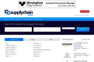 Screenshot of Supply Chain Online