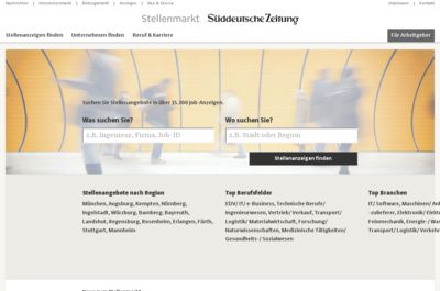Screenshot of Süddeutsche Zeitung Jobboard