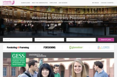 Screenshot of University Positions