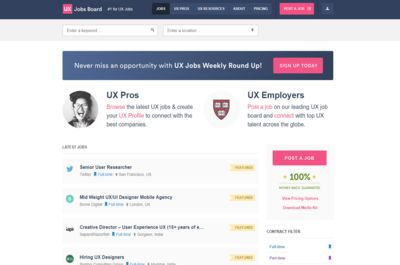 Screenshot of UXJobsBoard