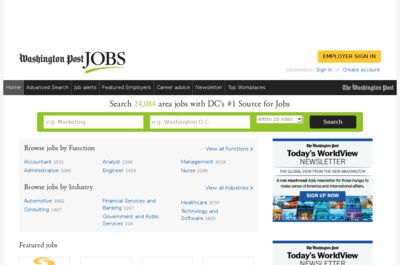 Screenshot of Washington Post jobs