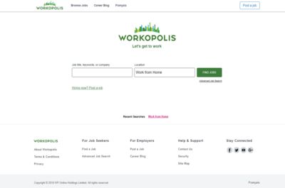 Screenshot of Workopolis